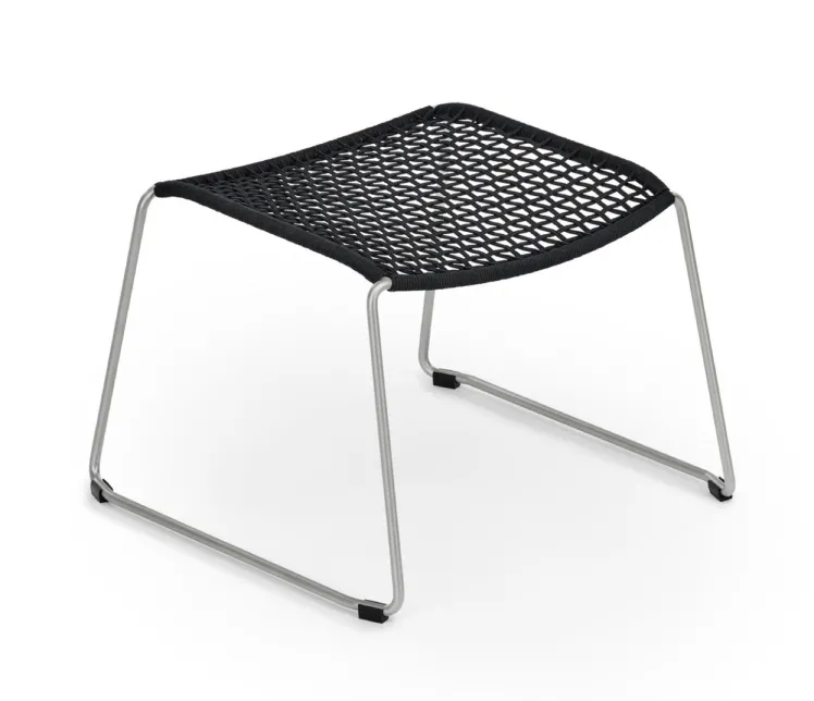 Hocker Weish�upl SLOPE Fu�auflage Edelstahl Kordelgeflecht schwarz